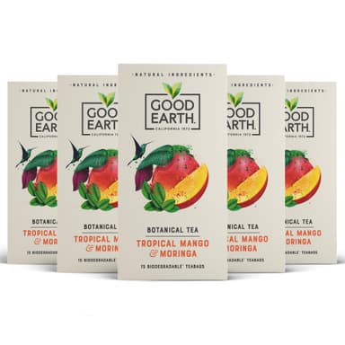 Good Earth Tea Co. Chamomile & Grapefruit Tea Bags – Naturally Caffeine-Free Herbal Blend with Soothing Chamomile and Zesty Grapefruit – 5 x 15 Plant-Based Teabags