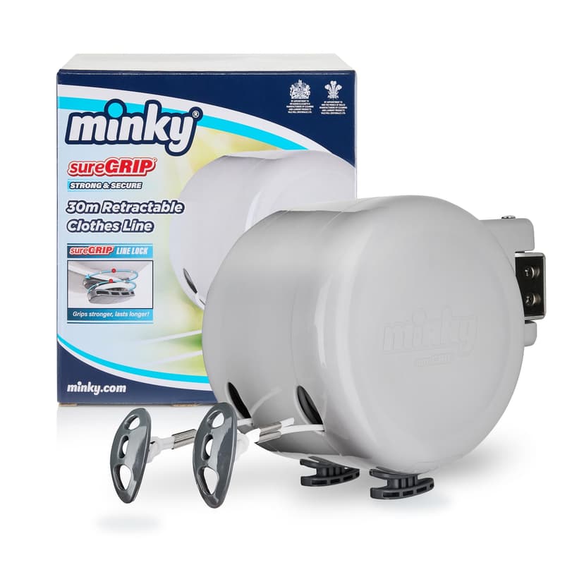 Minky Retractable Duo Reel Washing Line, Grey, 2x15m, packaging may vary