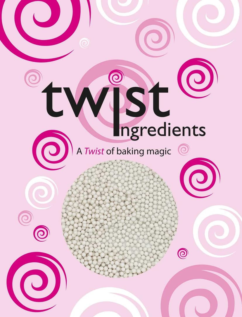 Twist Ingredients - Pearls - 4mm - White Cake Topper Sprinkles - 800g Edible Polished Ball Cupcake Decorations - Party Sprinkles, Wedding and Christmas Themed Cakes and Bakes