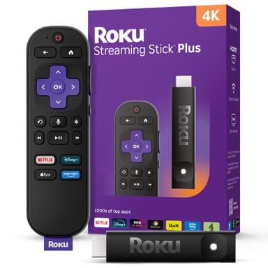 Roku® Streaming Stick™ Plus 2025 – 4K and HDR Roku Streaming Device for TV with Voice Remote – Free and live TV
