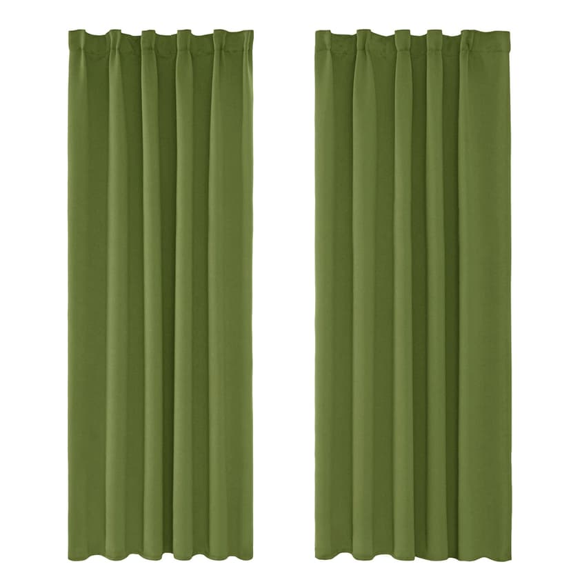 UMI by Amazon Pencil Pleat Solid Thermal Insulated Energy Saving Blackout Curtains 46 x 54 Inch Green 2 Panels