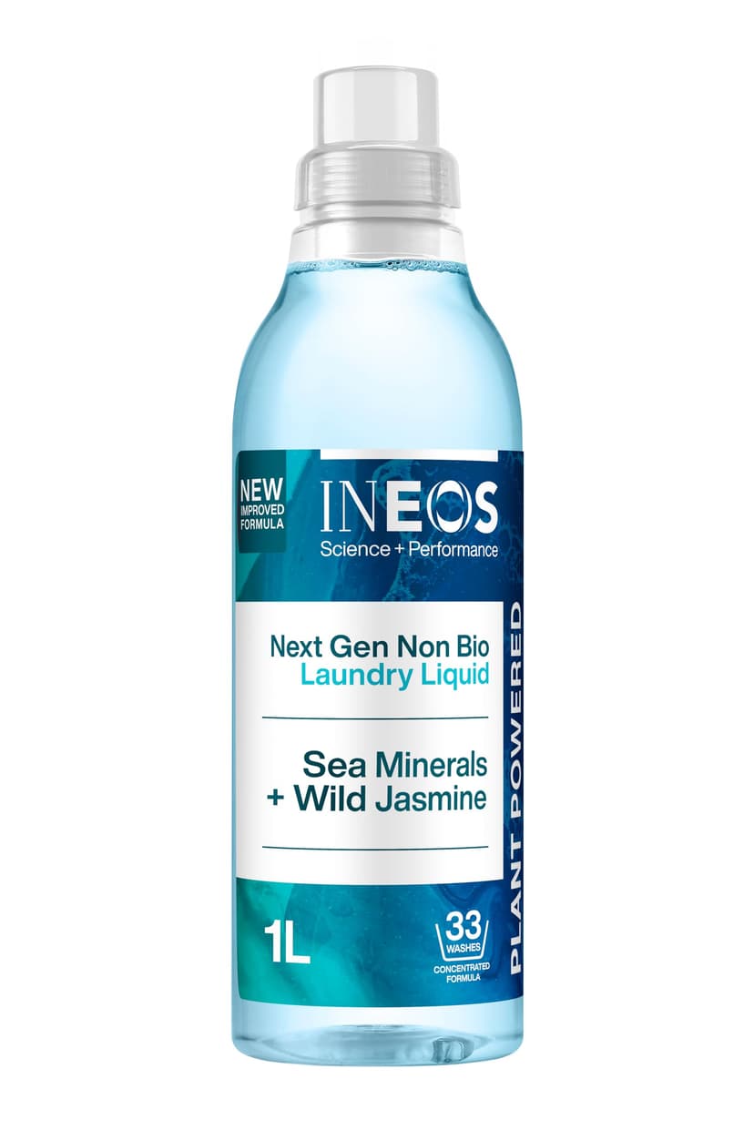 INEOS Next-Gen Non Bio Laundry Washing Liquid Detergent, 33 Washes (1L), Plant Powered, For Sensitive Skin, High Performance Stain Removal, Sea Minerals + Wild Jasmine