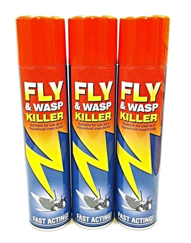 3 PCS FLY & WASP KILLER INSECTICIDE FAST ACTING PEST AEROSOL SPRAY 300ML