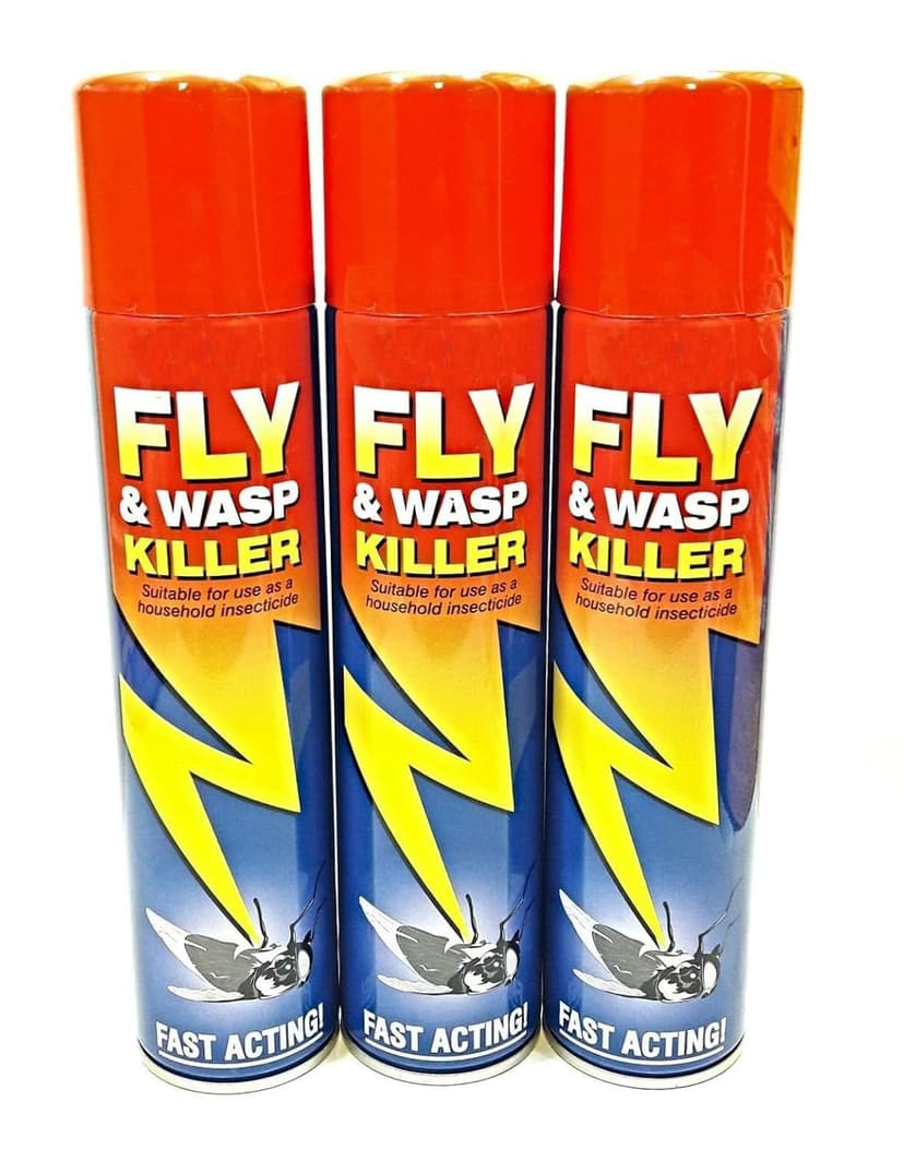 3 PCS FLY & WASP KILLER INSECTICIDE FAST ACTING PEST AEROSOL SPRAY 300ML