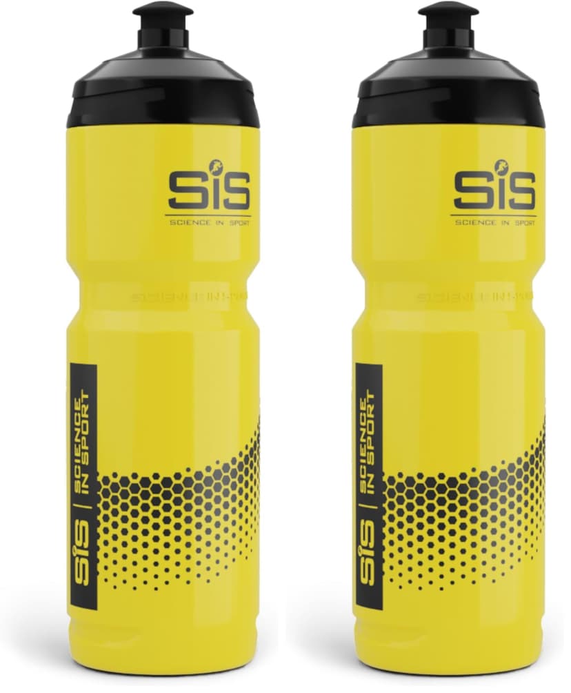 Science in Sport SIS Yellow Sports Water Bottle, Plastic Water Bottle, Black Logo, Yellow Colour, 800 ml [Design may vary] (Pack of 2)
