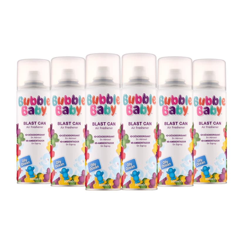 Bubble Baby Olly Ocean Blast Air Freshener Spray 300ml (6 pack)– Long Lasting Aerosol Fragrance for Home, Bathroom, Office & Car Odour Eliminator