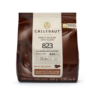 Callebaut 823 Finest Belgian Milk Chocolate Couverture Callets 33.6% Cocoa 400g