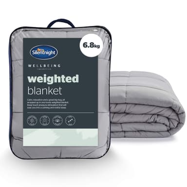 Silentnight Wellbeing Weighted Blanket - Anxiety & Stress Relief for Adults Insomnia Therapy - Sensory Calming Heavy Quilted Hug Blanket - 6.8kg, 150x200cm, Grey