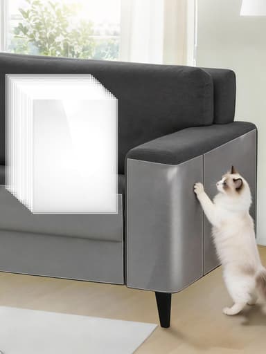 16 PCS Anti Cat Scratch Leather Furniture Protector - 43 x 30cm Sofa Protectors from Cats Pets for Couch, Doors, Chairs, Easy to Remove & No Pins