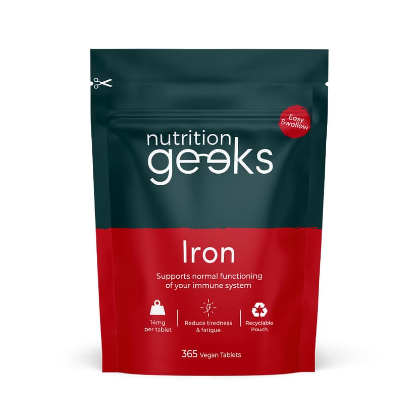 Iron Tablets High Strength 14mg - 365 Tablets, 12 Months Supply - Vegan Iron Supplements for Women and Men - Ferrous Fumarate, Reduces Tiredness and Fatigue - UK Made Vitamin