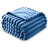 GC GAVENO CAVAILIA Fleece Blankets Double (150x200cm) - Ribbed Cosy Bed Throw Blanket - Exra Warm Throws for Sofas, Chair, Couch, Settee - Snuggle Blankets & Throws - Super Soft - Blue