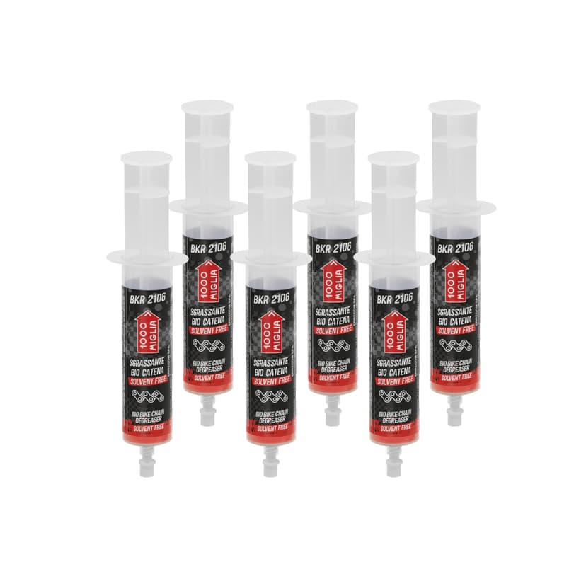 Errecom 1000 Miglia BKR 2106 Bike and Motorbike Chain Degreaser, Biodegradable and Solvent-Free Formulation, 360 mL (6 x 60 mL cartridges), 2 hard-bristle brushes included