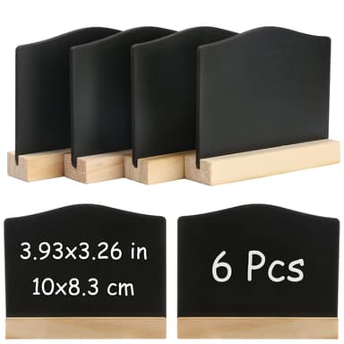 DONQL 6Pack Mini Chalkboard Signs, Kitchen Notes Chalk Boards with Stands 10x7.2cm Small Blackboard Message Tabletop Board for Message Signs Place Cards Table Numbers Shop Buffet Cafe Party