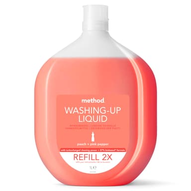 Method Washing Up Liquid Refill, Peach & Pink Pepper, 1 L