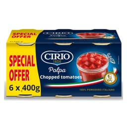 Cirio Chopped Tomatoes, Polpa, Italian Tinned Tomatoes, Canned 400g (Multipack of 6)