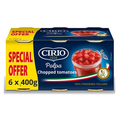 Cirio Chopped Tomatoes, Polpa, Italian Tinned Tomatoes, Canned 400g (Multipack of 6)