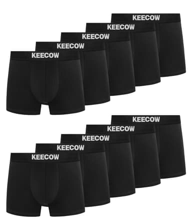 Bobelle Mens Boxers Shorts Multipack, No Itchy Labels Cotton Comfortable Underwear Trunks Underpants with Elastic Waistband - 10 Pack, Black, L