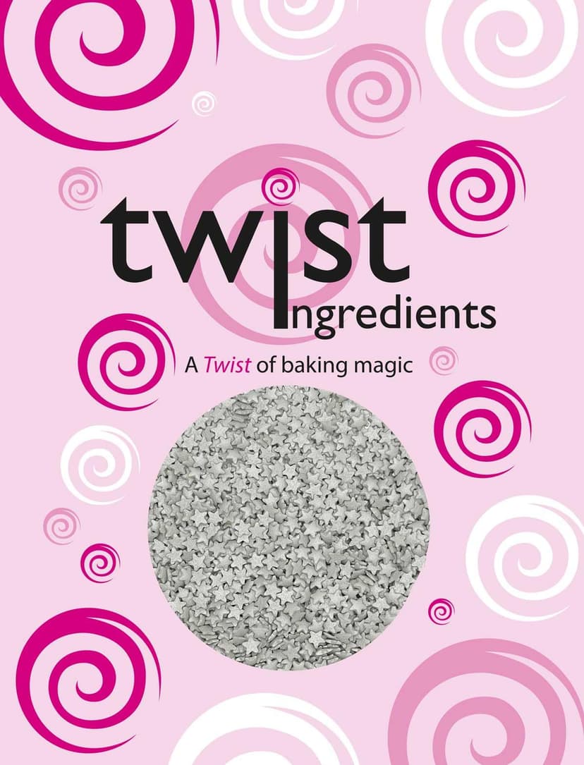 Twist Ingredients - Stars - Silver Glimmer Cake Topper Sprinkles - 800g Edible Glimmer Shapes Cupcake/Cake Decorations - For Weddings, Christenings, Birthday And Christmas Themed Parties