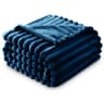 GC GAVENO CAVAILIA Fleece Blankets Double (150x200cm) - Ribbed Cosy Bed Throw Blanket - Exra Warm Throws for Sofas, Chair, Couch, Settee - Snuggle Blankets & Throws - Super Soft - Navy