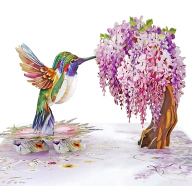 CUTPOPUP Humming Bird Wisteria Pop Up Birthday Cards for Women, 3D Birthday Flowers Greeting Card for Her Wife Mum Valentines Card Anniversary Happy Mothers Day Cards (Wisteria) US8-AN162UK