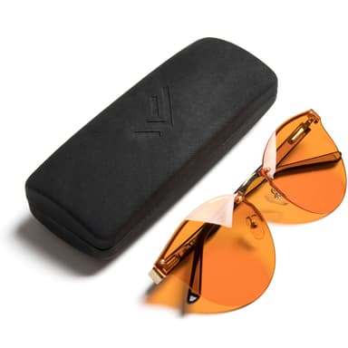 Blue Light Blocking Glasses - Rimless Computer Glasses for Better Night Sleep - Filter Artificial Blue Screen Light - Anti Eye Strain Amber Lenses - Eyeglasses for Men and Women - by THL Sleep