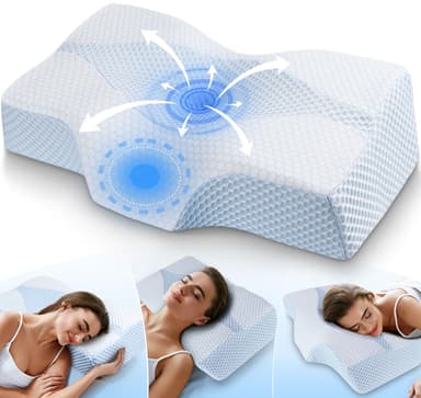 Memory Foam Neck Support Pillow for Neck Shoulder Pain Sleeping: Orthopedic Cervical Pillow-Ergonomic Side Sleeper pillow-Contour Bed Bolster pillows with Washable Cover for Side Back Stomach Sleepers