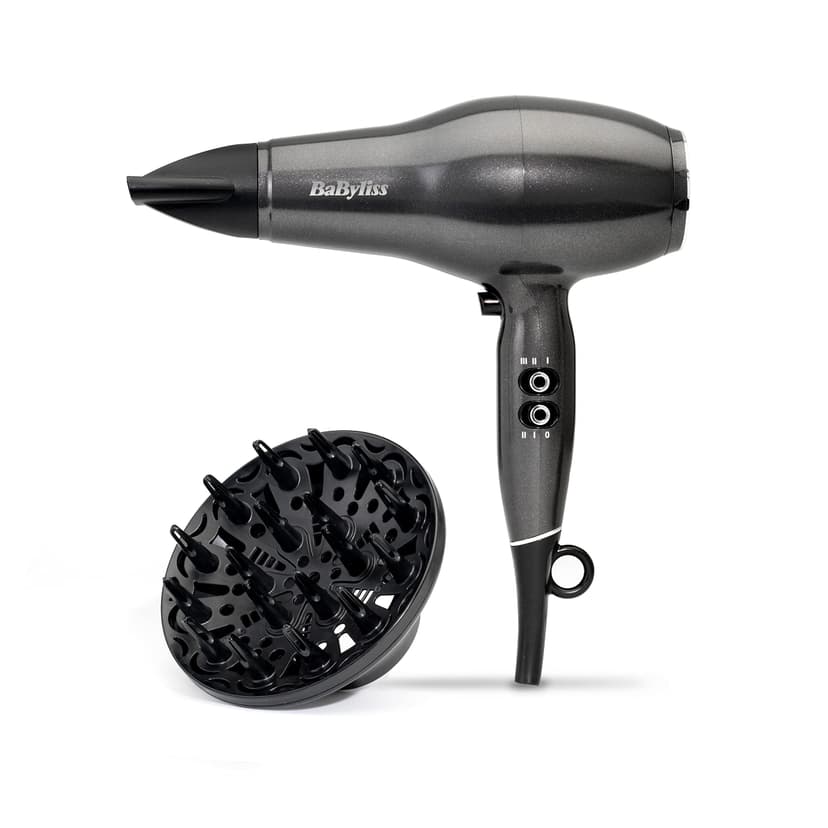 BaByliss Platinum Diamond Hair Dryer & Diffuser - Professional 2300W Blow Dryer with AC Motor, Ionic Frizz-Control, 3 Heat & 2 Speed Settings, Diamond, 6490DU