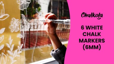 Chalkola White Chalk Markers (6 Pack, 6mm Reversible Tip) - White Dry Erase Liquid Chalk Pens for Blackboard, Window, Bistro, Car Glass, Board, Calendar - Erasable Chalkboard Markers + 50 labels - Blackboard Board deal on Amazon UK