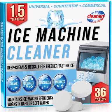 Ice Machine Cleaner Tablets – Ice Maker Cleaner & Descaler for Countertop, Nugget & Commercial Units – Citric Acid–Based – 36 Tablets (Up to 1.5-Year Supply) – Removes Limescale & Odors