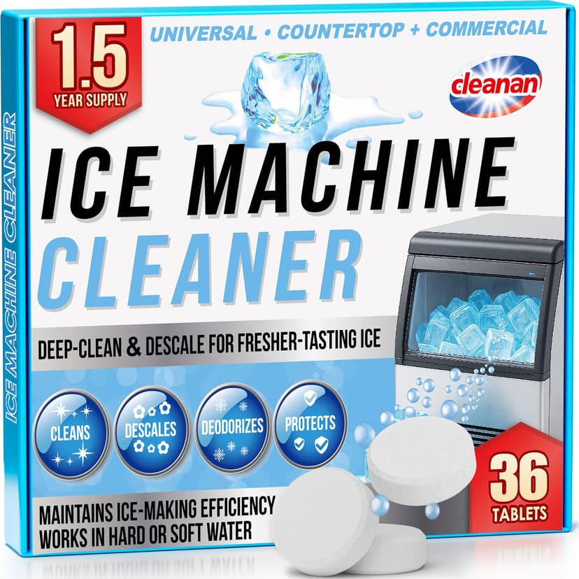 Ice Machine Cleaner Tablets – Ice Maker Cleaner & Descaler for Countertop, Nugget & Commercial Units – Citric Acid–Based – 36 Tablets (Up to 1.5-Year Supply) – Removes Limescale & Odors