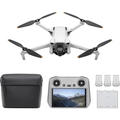 DJI Mini 3 Fly More Combo (DJI RC) – Lightweight 3x Mechanical Gimbal Mini Camera Drone with 4K HDR Video, 3 batteries for 114-min Flight Time, Vertical Shooting, 32800ft (10km) Video Transmission