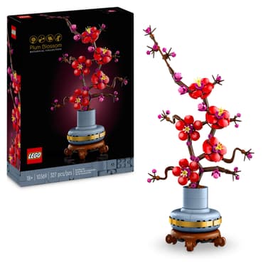 LEGO Botanicals Plum Blossom Set For Adults - Artificial Flowers for Indoor incl. a Buildable Flowerpot - Home Office Decor Display Piece - DIY Gift for Women and Men - 10369