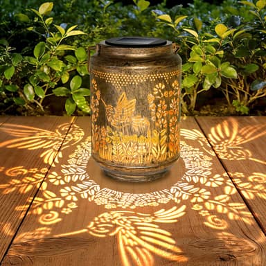 Birthday Gifts for Women Unique, Hummingbird Solar Lantern Garden Ornaments Outdoor, Gardening Presents for Mum Grandma Her,Hanging Garden Lights for Patio Lawn Yard Decor