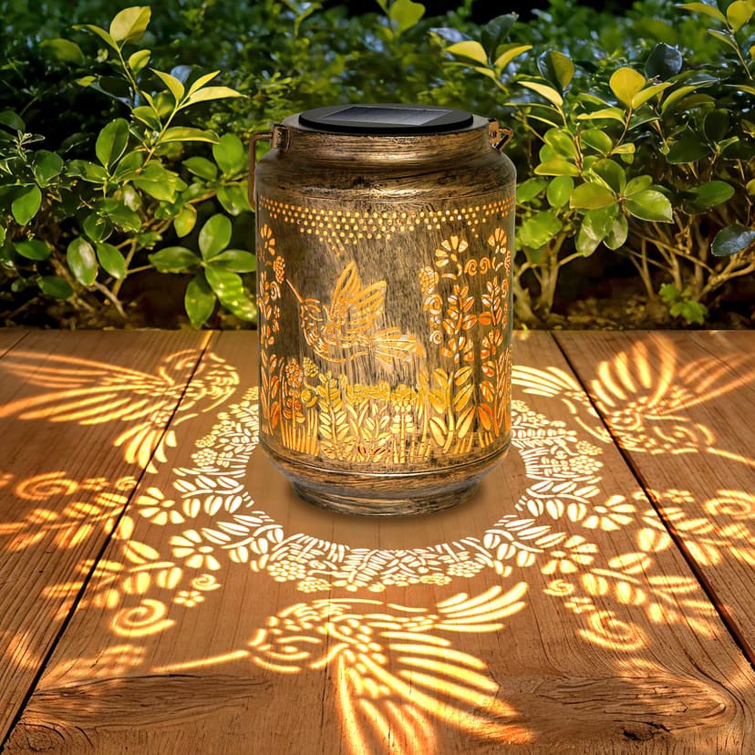 Birthday Gifts for Women Unique, Hummingbird Solar Lantern Garden Ornaments Outdoor, Gardening Presents for Mum Grandma Her,Hanging Garden Lights for Patio Lawn Yard Decor