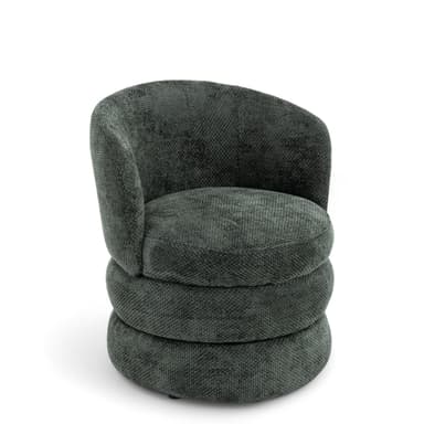 TILLY Swivel Cuddle Chair – Green Chenille Armchair and Snuggle Seat, Ideal Swivel Accent Piece or Cuddle Chair for Bedroom and Living Room, Perfect Vibrant Design for Modern Interiors