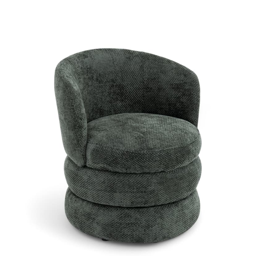 TILLY Swivel Cuddle Chair – Green Chenille Armchair and Snuggle Seat, Ideal Swivel Accent Piece or Cuddle Chair for Bedroom and Living Room, Perfect Vibrant Design for Modern Interiors