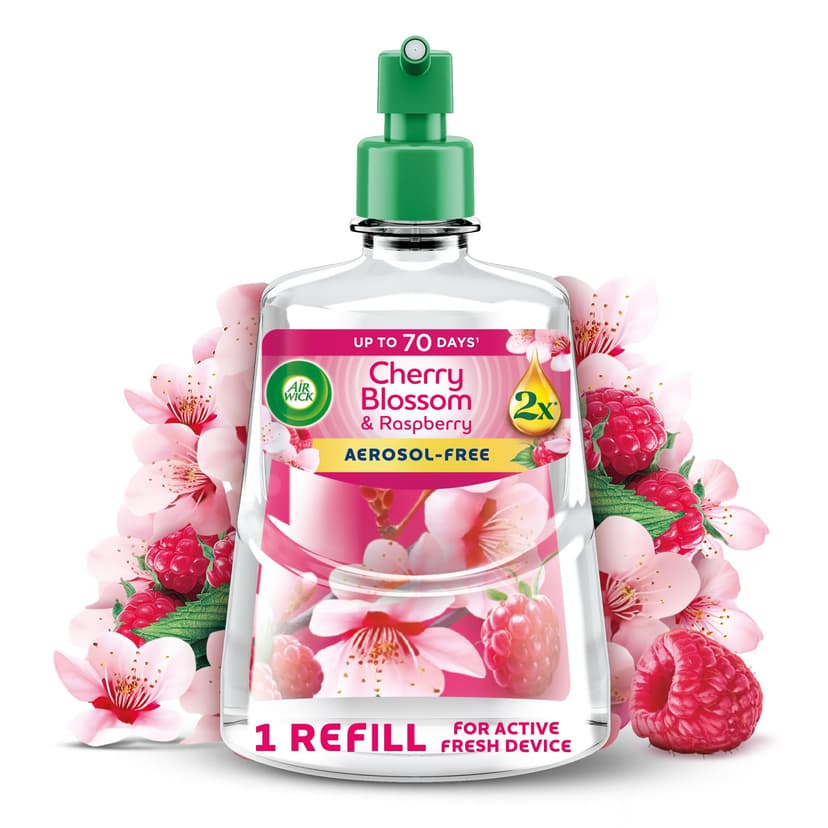 Air Wick Cherry Blossom & Raspberry Aerosol-Free Automatic Spray Refill 228ml, Lasts up to 70 Days, Air Freshener
