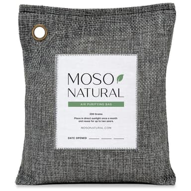 Moso Natural Air Purifying Bag 200g | Premium Bamboo Charcoal Odour Absorber for Home & Car | Closet Odour Eliminator, Small Room Deodourizer & Car Air Freshener | Long Lasting Charcoal Bags