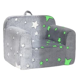 BEJOY Kids Sofa Ultra-Soft Snuggle Foam Filled Chair, Single Cuddly Flannel Reading Couch for Boys and Girls, Grey with Stars