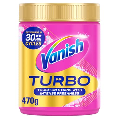 Vanish Turbo Stain Remover Powder, 470g, Boosted Oxi Action for Quick Wash, Removes Stains, Safe on Colours & White