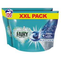 Fairy Non-Bio Platinum Pods, Washing Liquid Laundry Detergent Tablets/Capsules, 120 Washes (60 x 2)