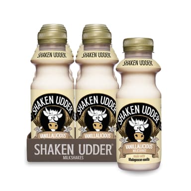 Shaken Udder Vanilla Milkshake,8 x 330ml,Made with Madagascan Vanilla,High in Calcium & Protein,Less Than 5% Added Sugar,Vegetarian & Gluten-Free