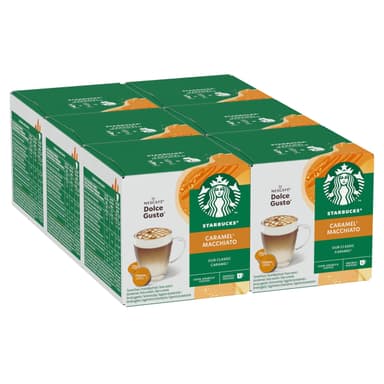 STARBUCKS Caramel Macchiato by NESCAFÉ Dolce Gusto, 72 Caramel Macchiato Coffee Pods (6 packs), Flavoured Coffee
