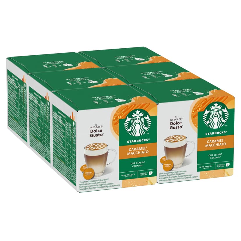 STARBUCKS Caramel Macchiato by NESCAFÉ Dolce Gusto, 72 Caramel Macchiato Coffee Pods (6 packs), Flavoured Coffee