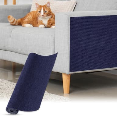 sourcing map Self-Adhesive Cat Scratching Mat, 1 Roll 39.4" x 23.6" Couch Protector from Cat Claws for DIY Sofa, Wall, Doors, Cut Anti Cats Scratch Pad Carpet Mat, Dark Blue