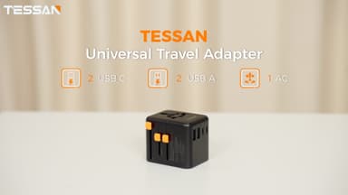 TESSAN Universal Travel Adapter Worldwide with 4 USB, International Travel Adapter UK to European Power Universal Plug Adaptor for EU USA Australia Thailand (Type C, G, A, I)