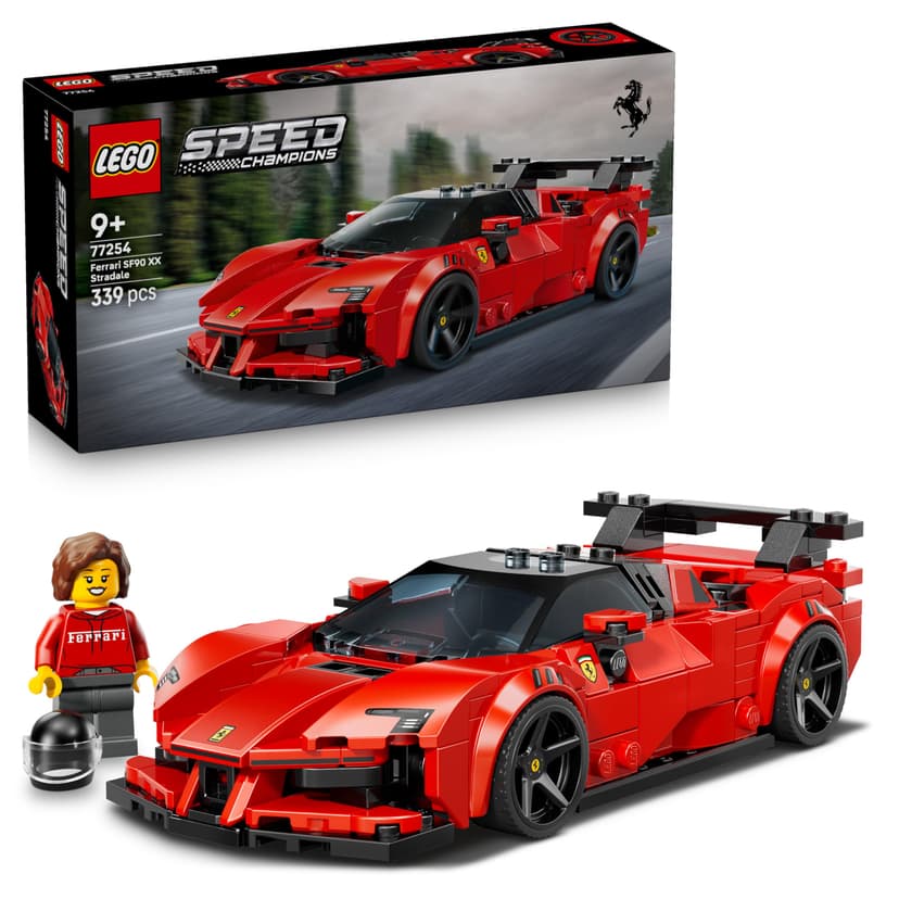 LEGO Speed Champions Ferrari SF90 XX Stradale Sports Car Toy - Model Kit w/a Collectible Driver Minifigure - Birthday Gift Idea for 9+ Year Old Boys & Motorsport Fans - 77254