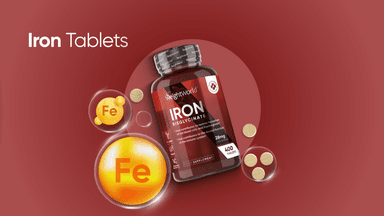 Iron Supplements for Women & Men - 28mg - 400 Tablets (6+ Months Supply) - Highly Bioavailable Ferrous Bisglycinate Form - Non-GMO & Vegan Iron Tablets High Strength - Gentle Formulation