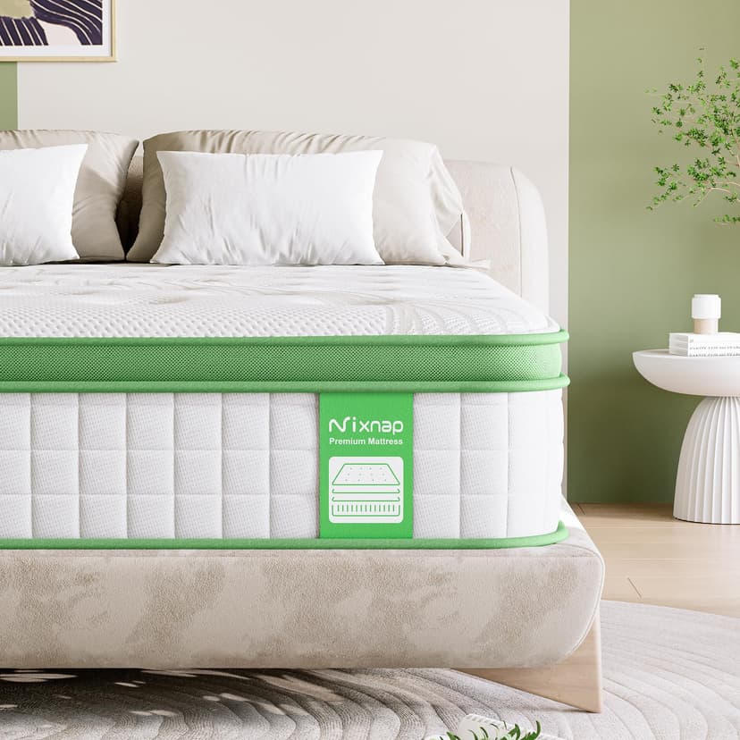 NIXNAP King Mattress 5FT, 10 Inch Hybrid Mattress, Gel Memory Foam & Individually Pocket Springs, 9-Zone Orthopaedic, Medium Firm Mattresses for Pressure & Back Pain Relief, 150x200x25 cm