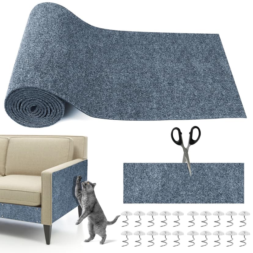 300×40cm Self Adhesive Cat Scratching Mat, Cat Scratch Protectors for Sofa, Anti Scratch Furniture Protector, DIY Cuttable Scratch Pad 20 Screws for Sofas, Walls, Floor, Carpet